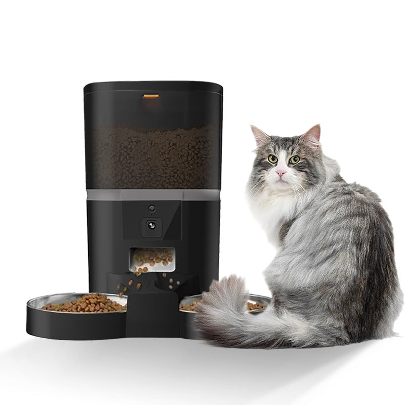 HD Camera Smart Pet Feeder Dual Black